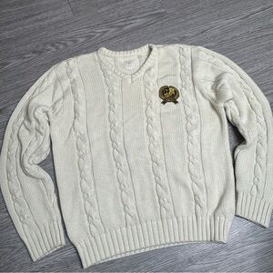 Vintage 2005 Adidas Mens Cable Knit Tennis Crest Sweater Sz Medium RARE